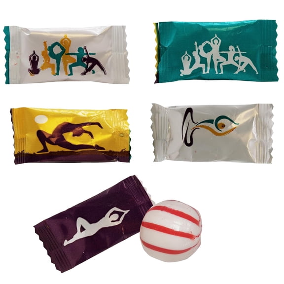 Yoga Peppermints Individually Wrapped 100 Count – Adorable Mint Candies for Gatherings, Yoga-Themed Parties, or Candy Bowls – Sweet Peppermint Flavor with Relaxed & Refreshing Yoga Aesthetic