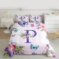 thumbnail image 2 of Homewish Girls Monogrammed P Full Size Comforter Sets, Romantic Garden Rose Flower Bedding Comforter Set, Cartoon Butterfly Animal Reversible Bedding Sets, Ultra Soft Bedroom Decor, 3-Piece, 2 of 8
