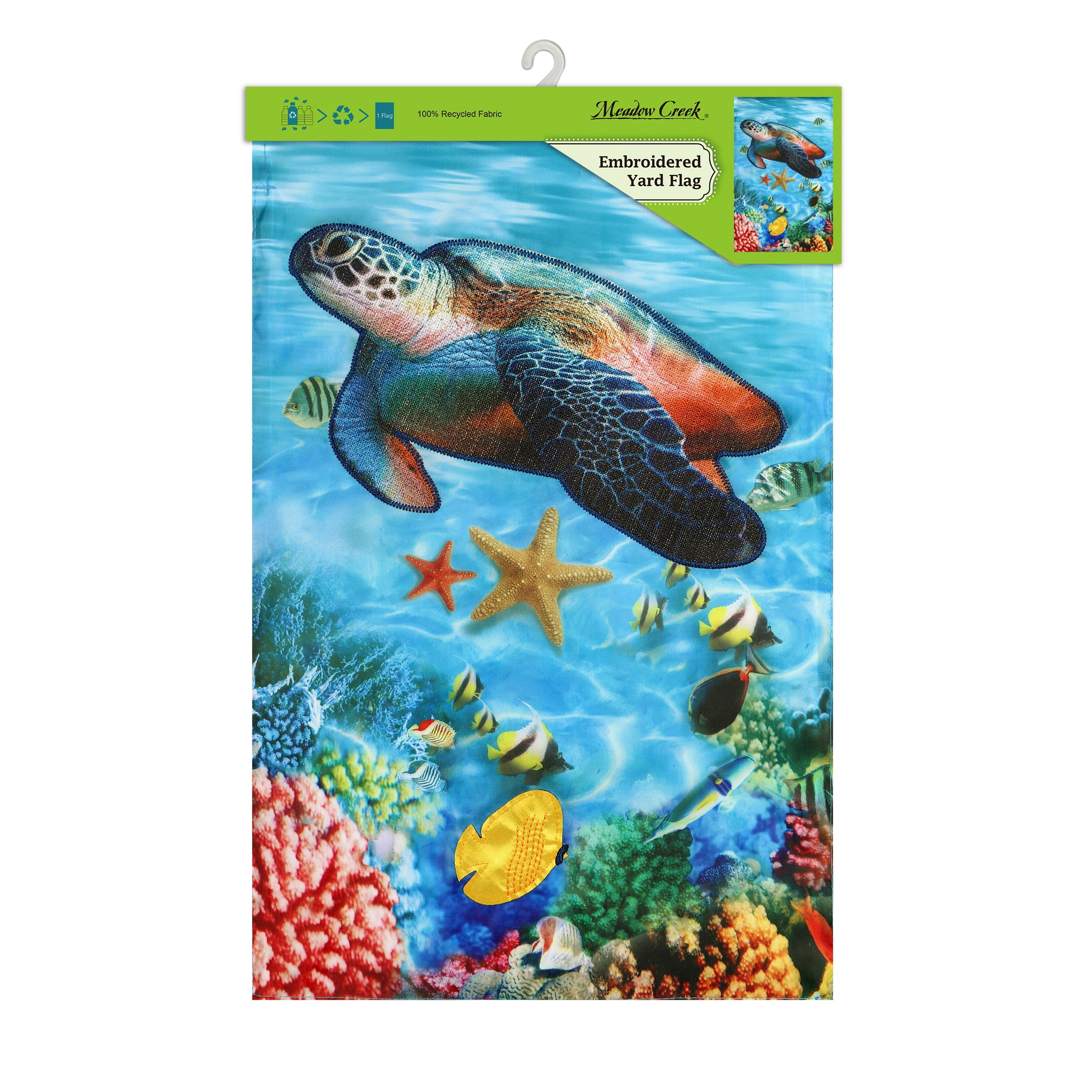Ocean Sea Turtle Blue Yard Flag 11.5in x 18in