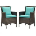 thumbnail image 1 of Modway Conduit 17" Rattan Patio Dining Armchair in Brown/Turquoise (Set of 2), 1 of 3