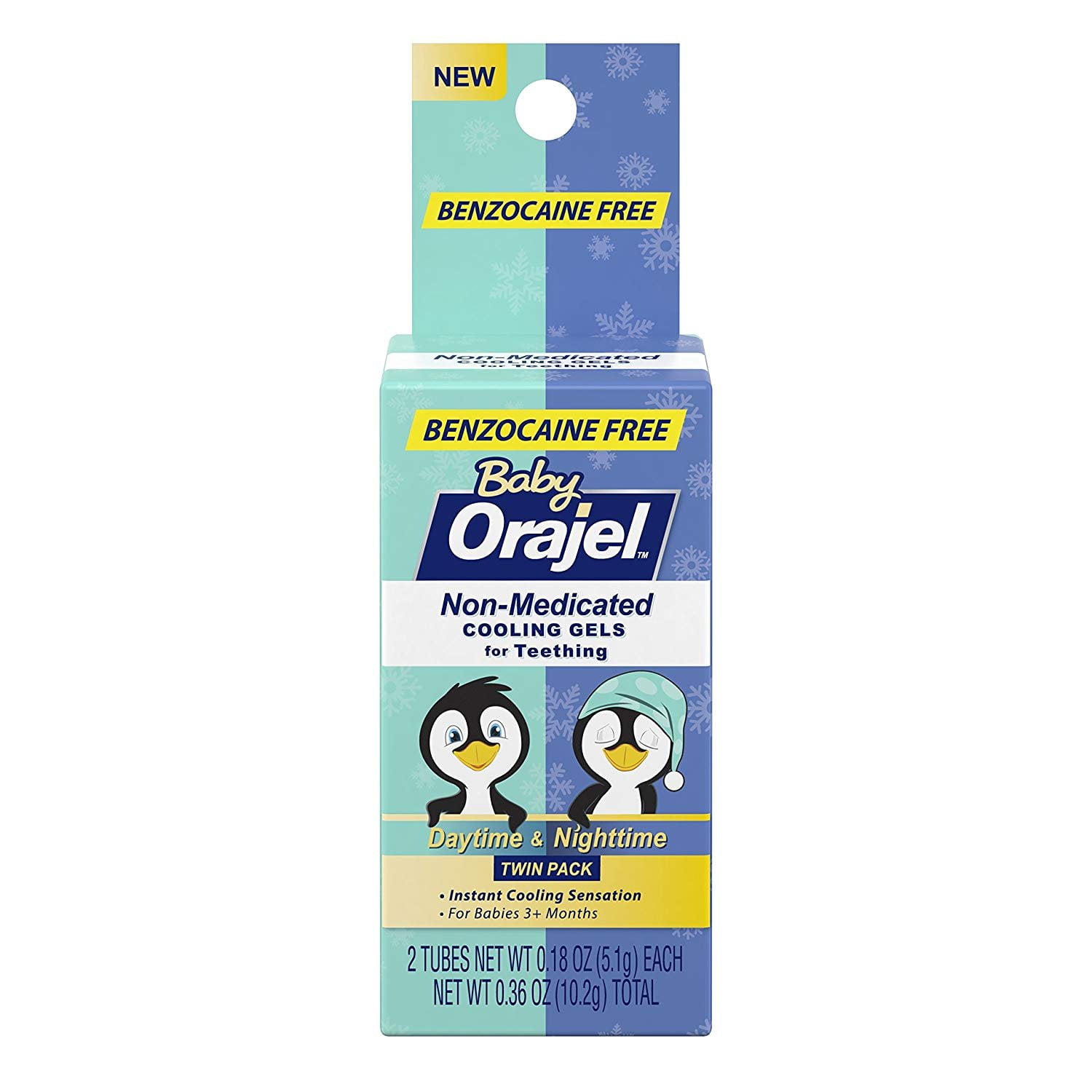 Orajel Baby's Teething Non-Medicated Cooling Gels Daytime & Nighttime, 2ct, 4-Pack