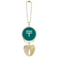 thumbnail image 1 of Kazakhstan Currency Symbol Tenge KZT Car Keychain Angel Wing Pendant, 1 of 4