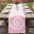 thumbnail image 4 of Pink Tie-dye Table Runner, Chinese Style Abstract Ethnic Cotton Linen Kitchen Table Decoration Washable Dining Tabletop Runners for Home Party Decor 13x36 Inches, 4 of 9