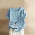 thumbnail image 1 of JUNWELL Hauts pour Femmes en Liquidation Mode Été Ample Imprimé Col Rond T-Shirt Manches Courtes Blouse Décontractée, 1 of 3