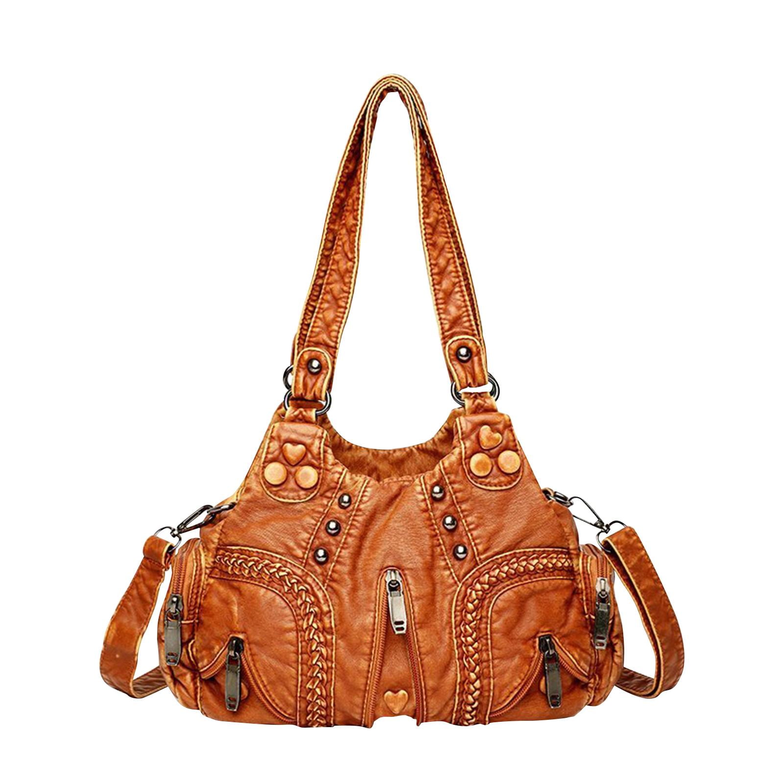 Vintage Shoulder Bag Adjustable Strap Gift Multipurpose PU Leather Clutch Purses Brown