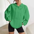 thumbnail image 2 of Xudanell Sweaters for Women Hooded Sweatshirt Pullover Fall Sweaters Knit Casual Hoodie for Women Minimalist Green XL, 2 of 6