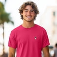 thumbnail image 3 of Dalix Astronaut Embroidered Mens Tee Cotton Casual Short Sleeve Crewneck Soft Fit in Fuchsia L Large, 3 of 5