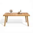 thumbnail image 2 of GZXS Outdoor Wooden Dining Table in Natural Finish, Weather-Resistant Acacia Wood Patio Table with Slat Design, Easy Assembly, 69"L x 34.75"W x 29.5"H, 2 of 8