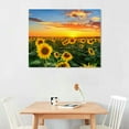 thumbnail image 3 of JEUXUS  Wall Art Canvas Painting Beautiful sunset over sunflower field yellow sunflower canvas Picture Poster Print Framed and Stretched Ready to Hang for Living Room Bedroom Office, 3 of 5