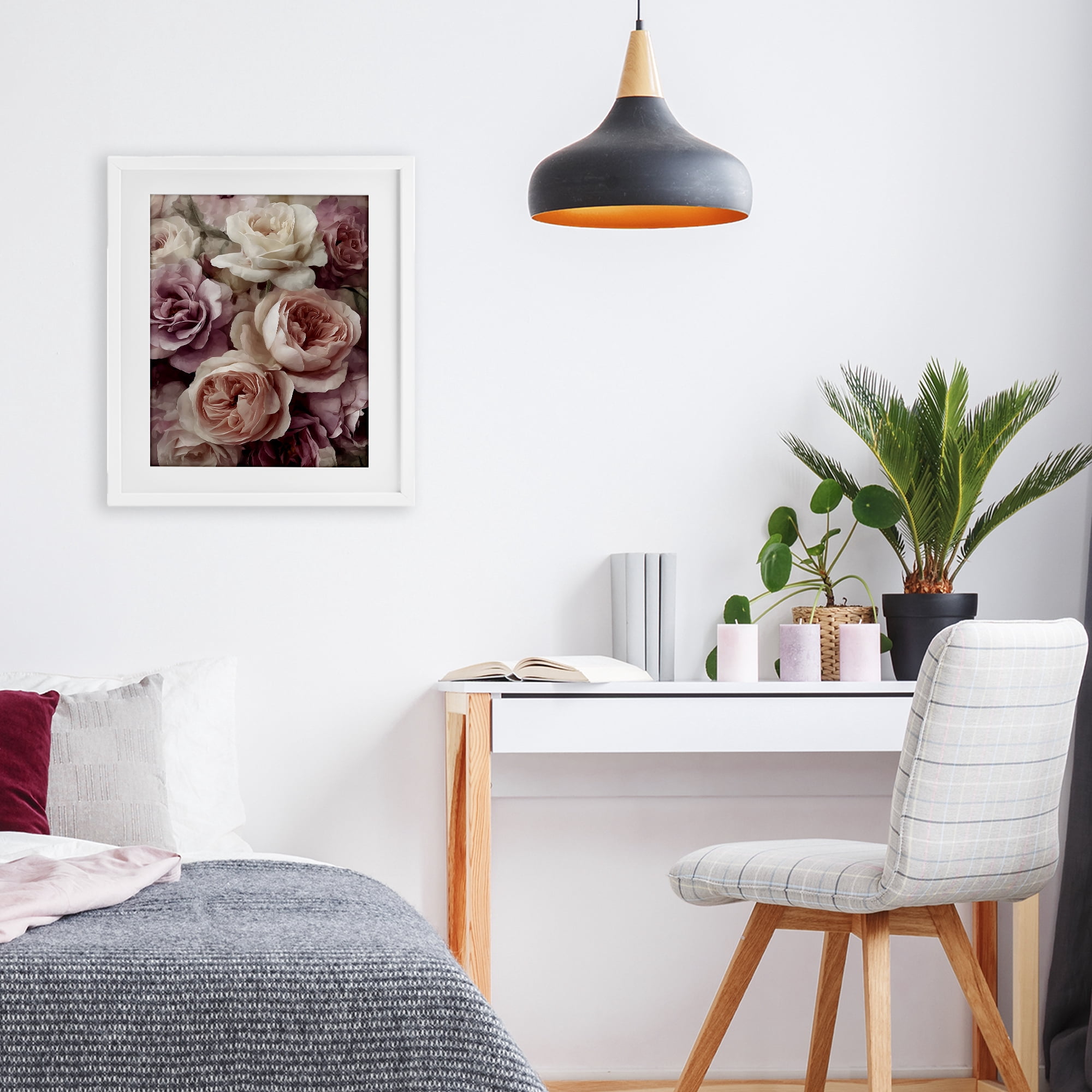 Stupell Industries Sweet Roses in Blush Pink White Framed Print Under Glass, design by Franklyn Gregory