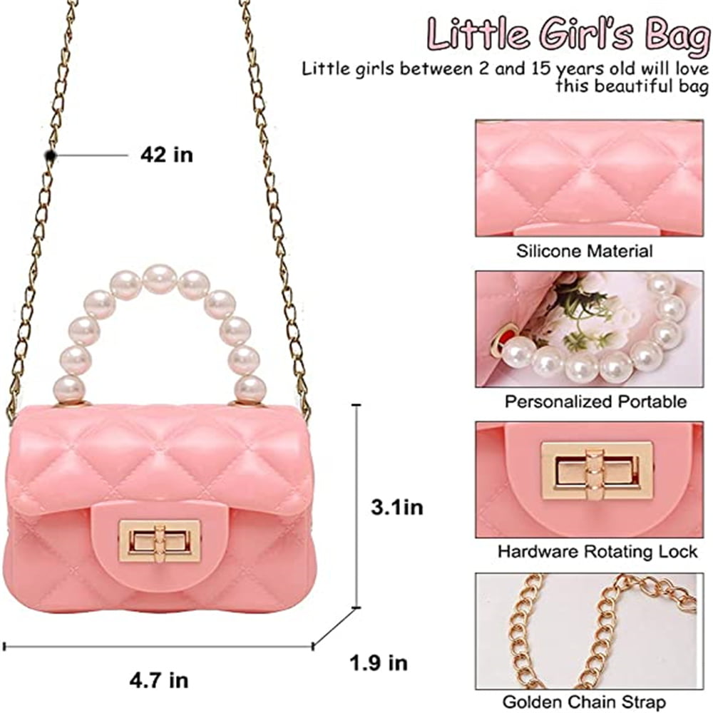 JUNOAI Little Girls Crossbody Purses for Kids - Toddler Mini Cute Princess Handbags Shoulder Messenger Bag Gifts (Bowknot Pink&White)