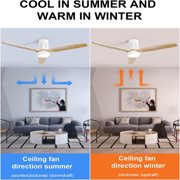 52Flush Mount Ceiling Fan with Light and Remote Modern Ceiling Fan 6-Speed Reversible DC Motor Bedroom Ceiling Fan