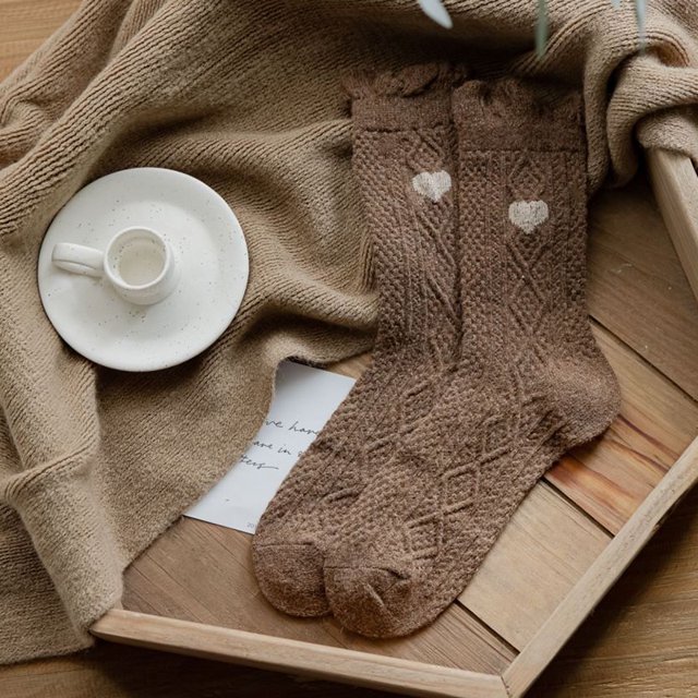 Calcetines de oso bonitos para mujer, de lana alta, para mantener el calor, color marrón, para invierno, divertidos y suaves, con dibujos animados kawaii, regalo de Navidad, térmicos, talla 35-40