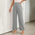 thumbnail image 6 of RYRJJ Women's Work Pants Straight Wide Leg High Waisted Casual Slacks Business Office Dress Pants Trousers with Pockets(Gray,M), 6 of 9