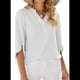 thumbnail image 3 of Blusa Informal de para Mujer, con Mangas 1/2 con Volantes, Cuello en V, Corte Holgado, Color , Talla XXL, 3 of 6