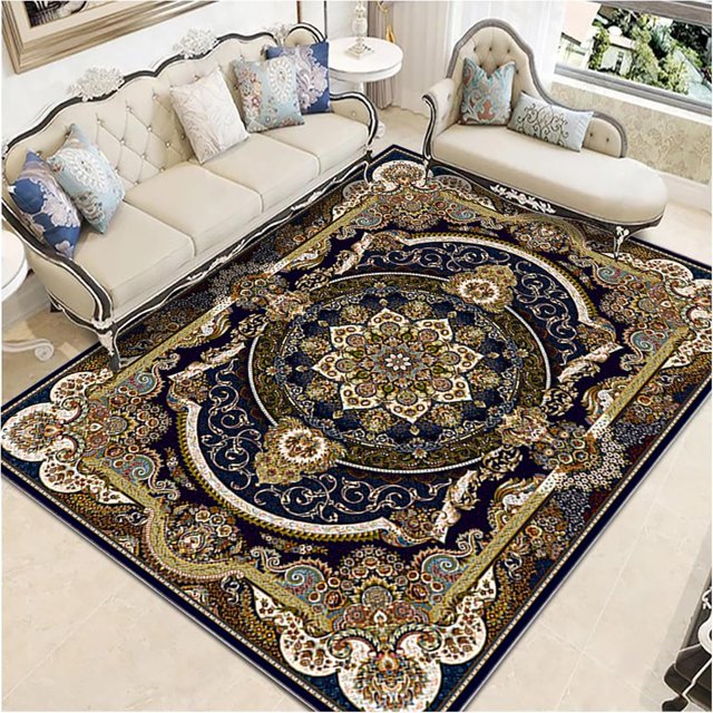 Large Boho Area Rug,Hallway Runner Rug,Crystal Velvet Large Non Slip Rugs,Soft Vintage Floor Carpet,Low Pile Thin Floral Rug,for Indoor Living Room Office Farmhouse(Size:47 * 71in/4 * 5.9ft,Color:S)