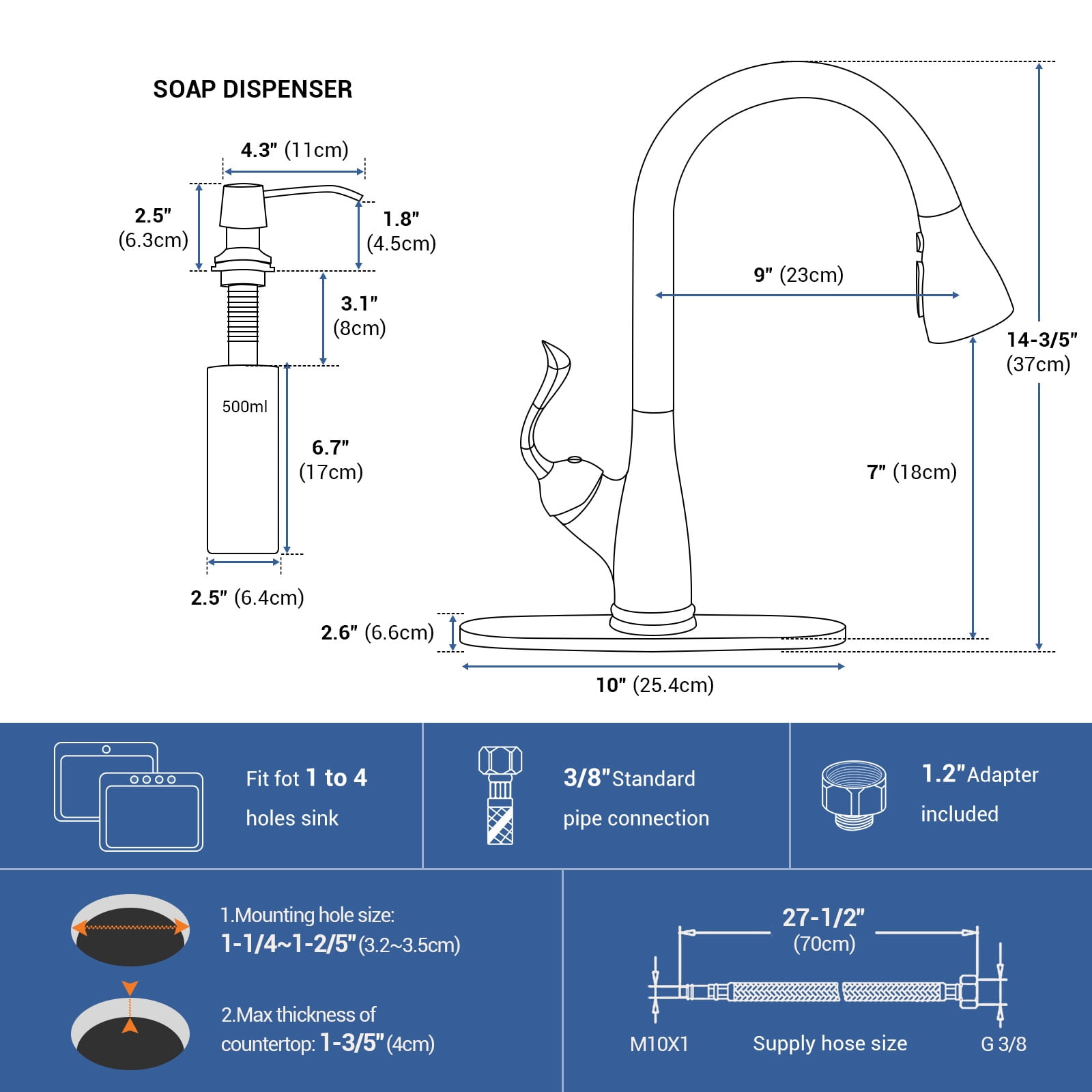 Appaso Patented Kitchen Faucet with Pull Down Sprayer Stainless Steel Brushed Nickel 149BN