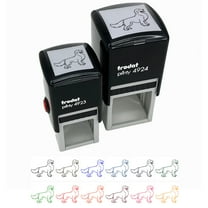 Friendly Golden Retriever Pet Dog Self-Inking Rubber Stamp Ink Stamper - Brown Ink - Small 1 Inch