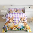thumbnail image 2 of Feelyou Kawaii Easter Bunny Queen Comforter Set for Kids, Groovy Flower Floral Bedding Sets, Chic Purple Plaid Reversible Bedding Comforter Set, Super Cozy Room Decor, 3 Pieces, 2 of 8