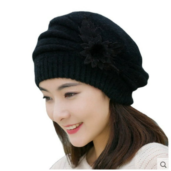 Winter Hats for Women Beanie Hats for Men Fashion Flower Knit Crochet Beanie Hat Winter Warm Cap Beret