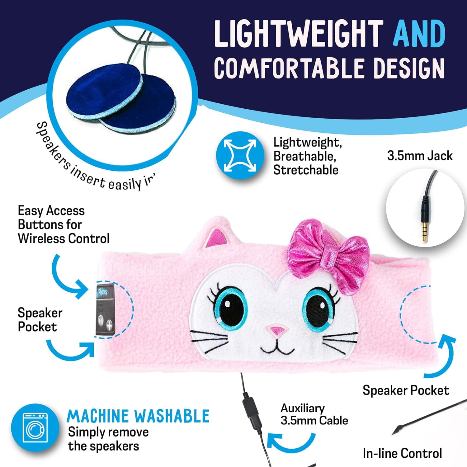 CozyPhones 3.0 Toddler Headphones Wireless & Wired with Volume Limiting, Perfect Toddler Earphones - Includes Wired Option & Travel Bag. Great for Girl or Boy, School, Home and Travel - Pink Kitty