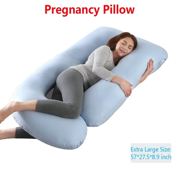 Body J-Shaped Pregnancy Pillows, Pure Cotton Maternity Pillow, Full Body Pregnant Women Pillow, Extra Comfort Oversize-57x 27.5x7.9 inches