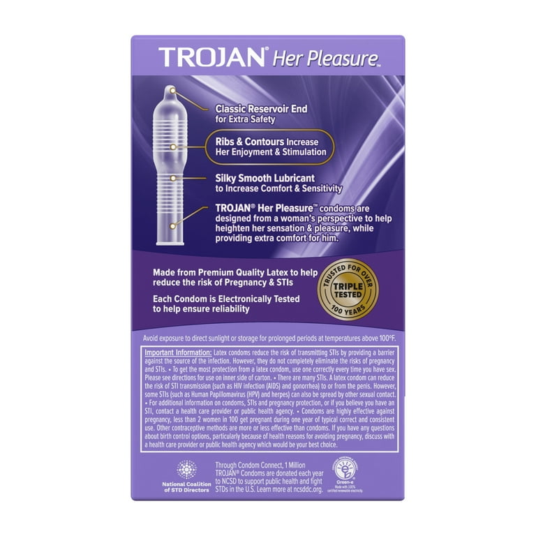Trojan Her Pleasure Sensations Lubricated Condoms 12 Count