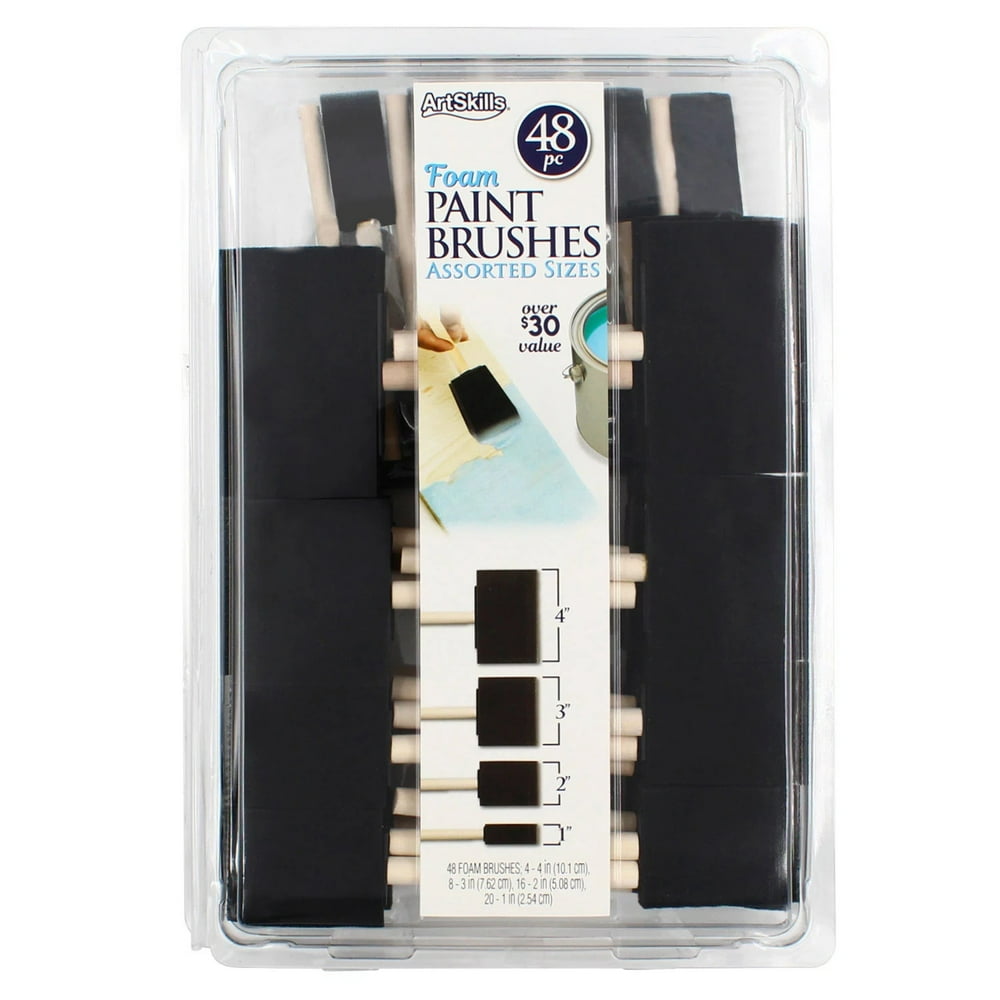 ArtSkills Craft Foam Paint Brush Set, 4 Sizes, 48 Pieces