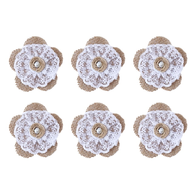 20 piezas de flores de arpillera de yute hechas a mano para decoración de bodas, fiestas de Navidad y manualidades