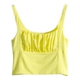 thumbnail image 4 of LYEAA Tank Tops Cami for Women Sleeveless Pleated Summer Fitted Casual Cropped Camisole Solid Spaghetti Strap Beach Fashion Pullover Vest Breathable Soft Loungewear Going Out Clothes Yellow M, 4 of 4