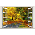 thumbnail image 1 of Mialoley 3D Wall Decal Maple Boulevard Landscape Open Window View Wall Sticker, 1 of 1
