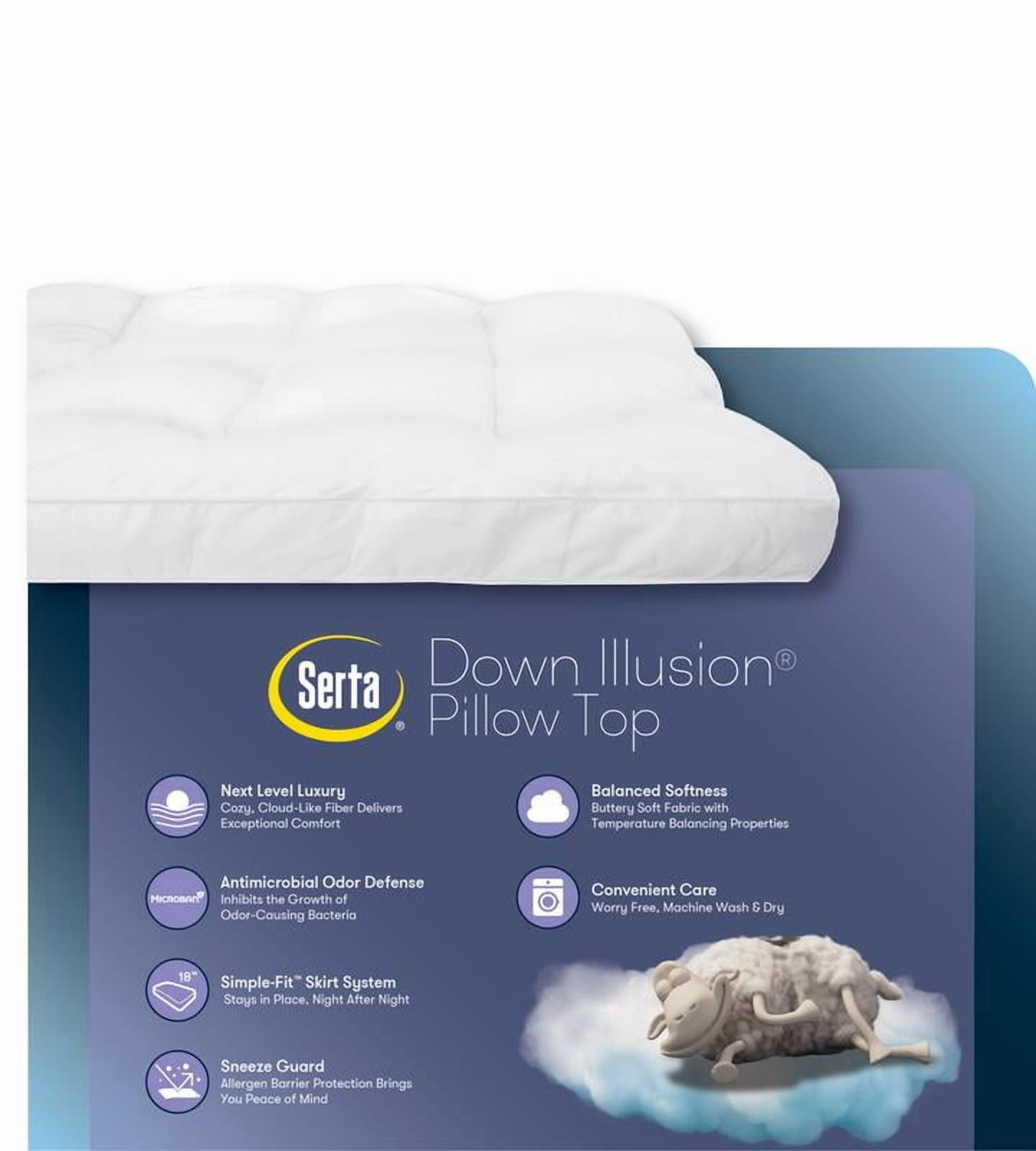 Serta Down Illusion Queen Pillow Top Mattress Pad, Antimicrobial