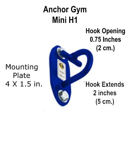 Anchor Gym Mini H1 Set of 3 Workout Wall Mount Anchors. Wall/Ceiling, for Body Weight Straps, Resistance Bands, Strength Training, Yoga, Home Gym, Physical Therapy Exercise and Stretching - Blue