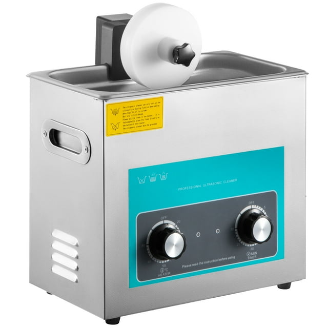 KFFKFF Sonic Record Cleaning Device with 6L Capacity, 40kHz Frequency, Stainless Steel Reservoir, Mechanical Heating System & Timer, Designed for 4 Vinyl Records, Controlled via Knob