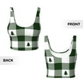 thumbnail image 5 of Fotbe Green White Lumberjack Plaid Pattern Womens' Sports Bra Longline Wirefree Padded with Medium Support Sports Moisture-Wicking Workou Vest,Tank Top-, 5 of 9