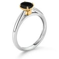 thumbnail image 3 of Gem Stone King 925 Sterling Silver and 10K Yellow Gold Black Onyx Solitaire Engagement Ring for Women (0.70 Cttw, Oval 7X5MM, Gemstone December Birthstone, Available in Size 5, 6, 7, 8, 9), 3 of 4