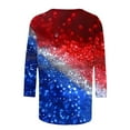 thumbnail image 5 of Sijiajgjfu Women's American Flag Heart Sequin Shirts 3/4 Sleeve Plus Size Independence Day Tunic Top Blouses Multicolor S, 5 of 5