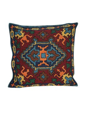 Mogul Handmade Indian Cushion Cover Woolen Embroidered Suzani Pillow Cases Boho Décor