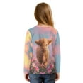 thumbnail image 2 of Xoenoiee Highland Cattle Flower Print Girls Casual Long Sleeve T-Shirt Fall Blouse for Girls Front Tie Tee Tops Round Neck Pullover Sweatshirt, 5-6 Year, 2 of 7