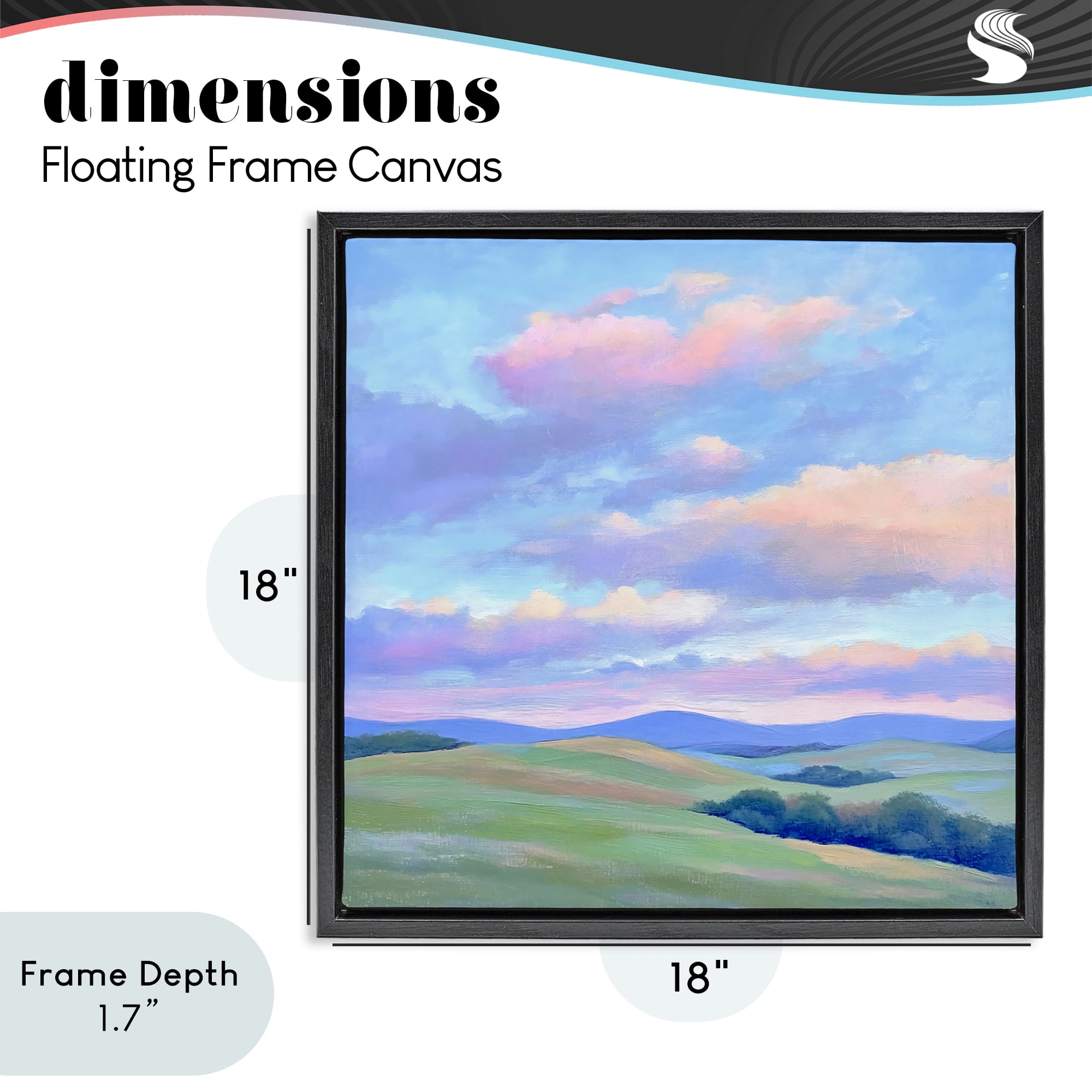 Stupell Industries Rolling Hills with Soft Sunset Black Framed Floater Canvas Wall Art, design by Creative Studio
