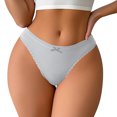 thumbnail image 5 of Qingpeng Womens Low Rise Lace Trim Thong Solid Color Bow Detail Panties Breathable Underwear Size S-XL, 5 of 5