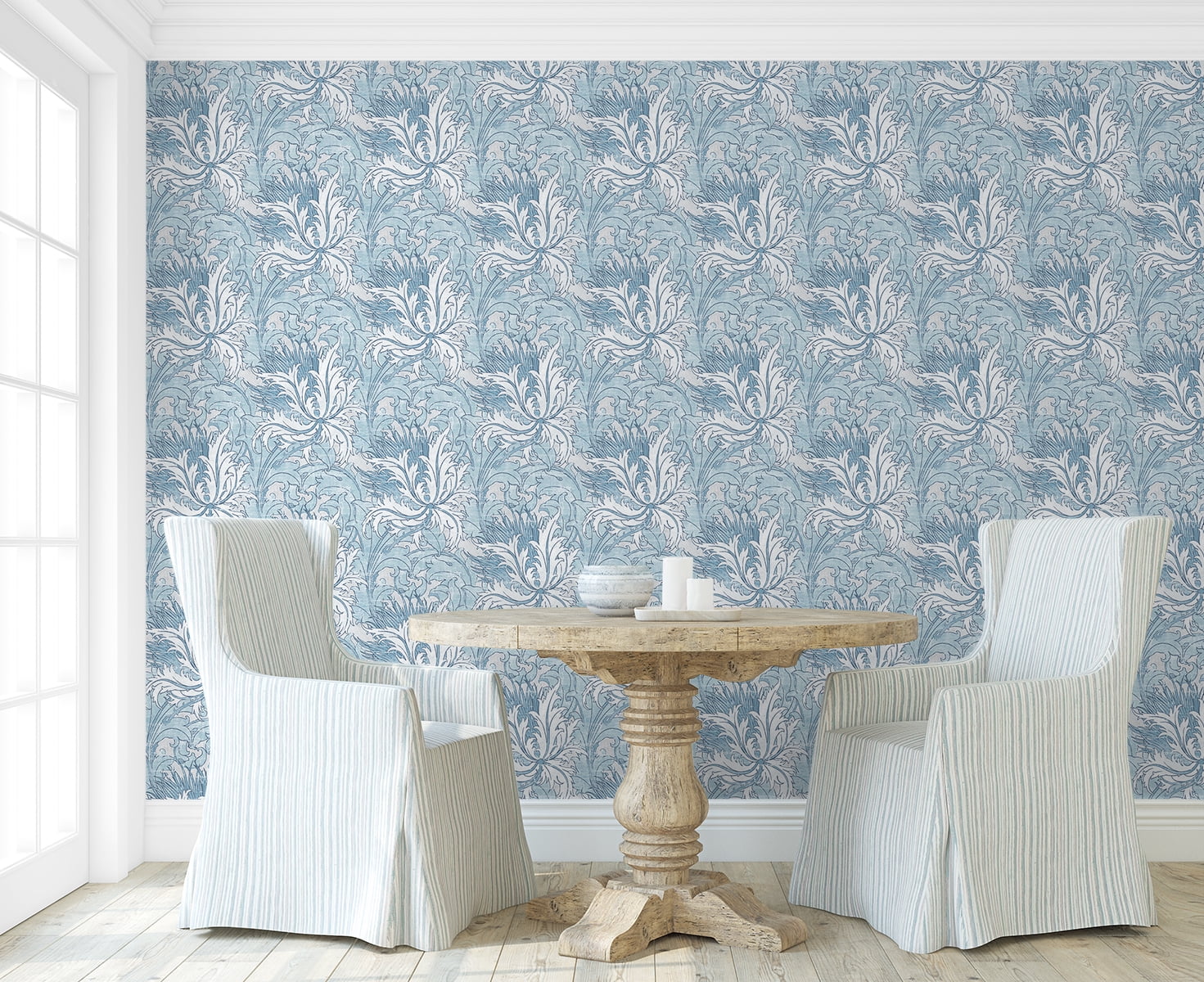 NextWall Blue Waterfall Floral Folly Peel and Stick Wallpaper