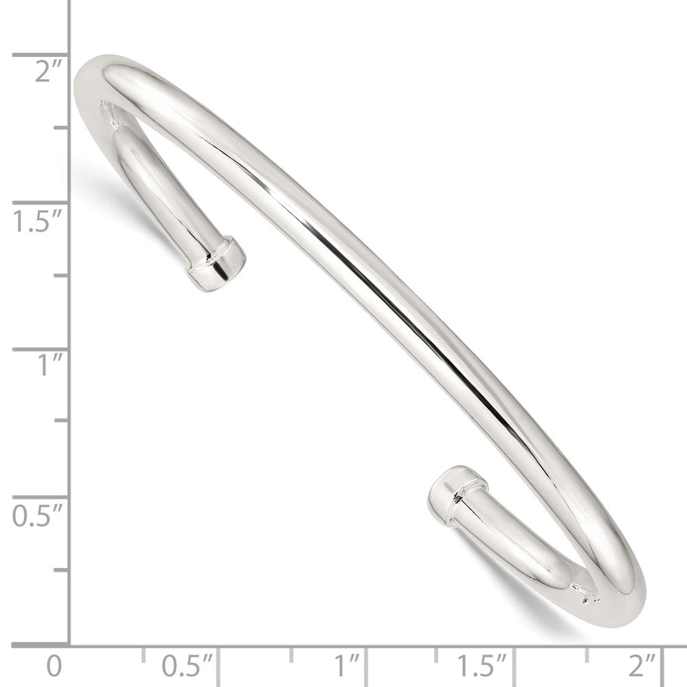 Diamond2Deal 925 Sterling Silver Polished Cuff Bangle Bracelet for Men