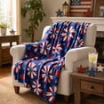 thumbnail image 2 of Homellea Patriotic American Flag Throw Blanket, 50 x 60 Inch Red White Blue Patchwork Flannel Fleece Blanket for Couch, Sofa, Bed, Camping, Travel, 4th of July and Memorial Day Decor, 2 of 6