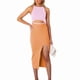 thumbnail image 1 of Vestido sin mangas para mujer, cintura recortada, contraste de color, lado dividido, envoltura de cadera, vestido de verano, naranja, rosa, XS, 1 of 3