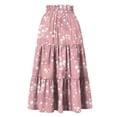 thumbnail image 4 of Women’s High Waist Floral Print Maxi Skirt with Elastic Waistband and Drawstring Bohemian Style A-Line Long Skirt for Casual Wear Light pink M, 4 of 6