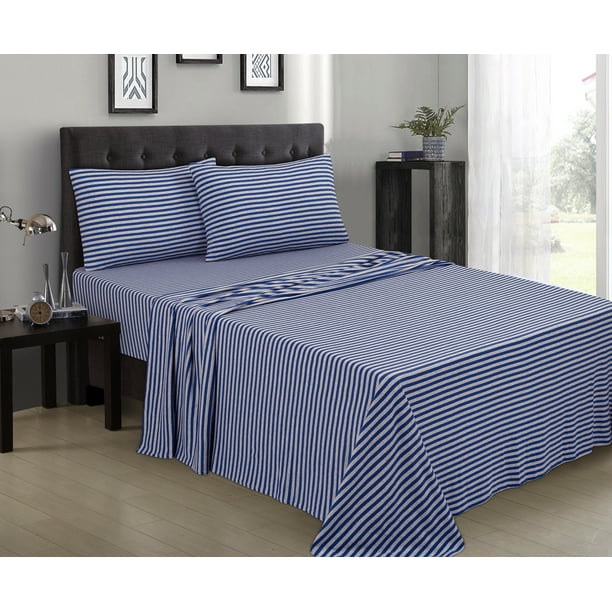 Mainstays Jersey Knit Bedding Sheet Set, 150 GSM Single Jersey, Blue