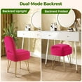 thumbnail image 6 of Vanity Stool Chair with Storage and Folding Back, 13.4" x 15" x 30" Square Faux Fur Soft Ottoman, 4 Metal Legs with Anti-Slip Feet, Furry Padded Seat for Makeup, Bedroom, 6 of 8