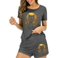 thumbnail image 5 of FDGIU Women's Halloween Pajama Set 2025 - Spooky Graphic Print 2-Piece Lounge Wear, Cute Short Sleeve Top & Elastic Waist Shorts, Soft Lightweight Sleepwear, 5 of 7