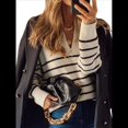 thumbnail image 2 of Suéteres de Punto de Larga con Cuello en V y Media Cremallera para Mujer, Otoño e Invierno, A , de Gran Tamaño. Crema M, 2 of 7